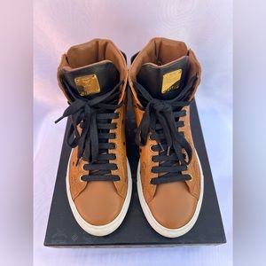 MCM Black Cognac High Top Sneakers Size 38 - USA Woman Size 8 - Men Size 6